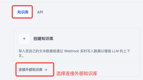 Dify 添加外部知识库 API 表单,包含名称、API Endpoint 和 API Key 三个输入框,底部有取消和保存按钮